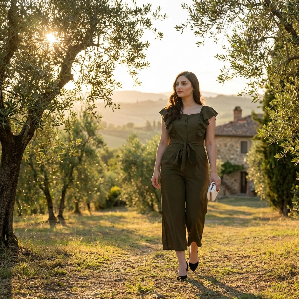 Chic Cape-Sleeve Jumpsuit