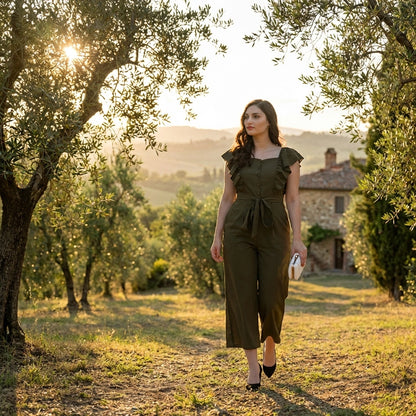 Chic Cape-Sleeve Jumpsuit