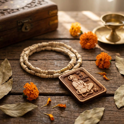 Bageshwar Dham Tulsi Mala with Wooden Hanumanji Locket