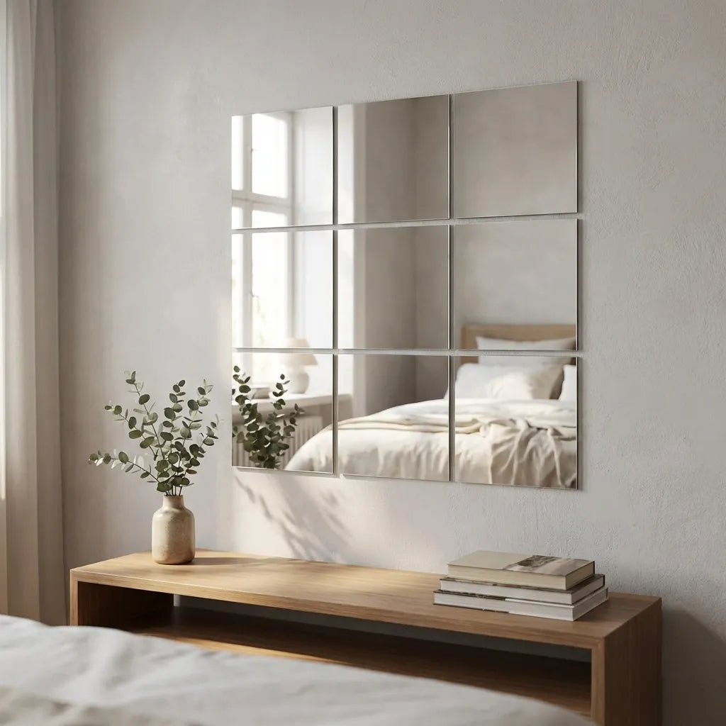 Big Square Silver 3D Acrylic Mirror Wall Sticker (Pack of 1)