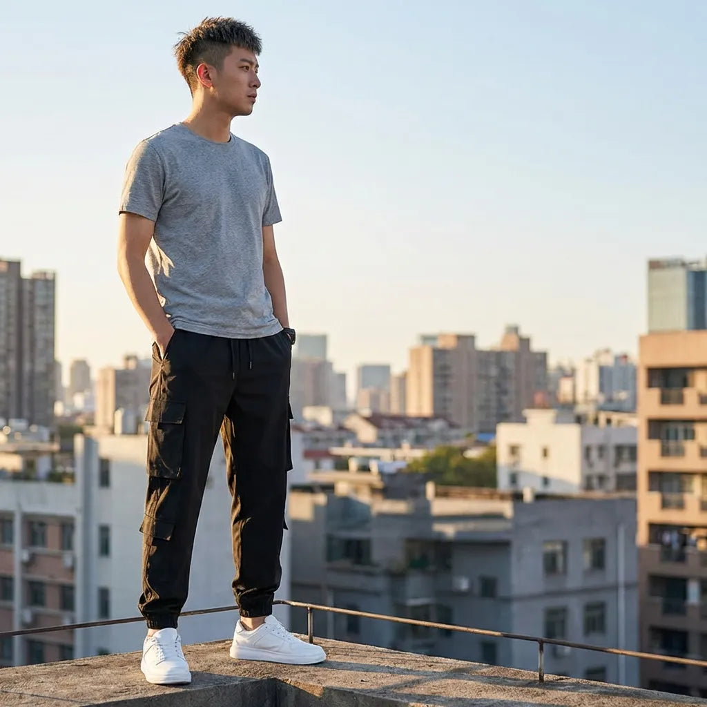 Men's Solid Cargo Pant Black