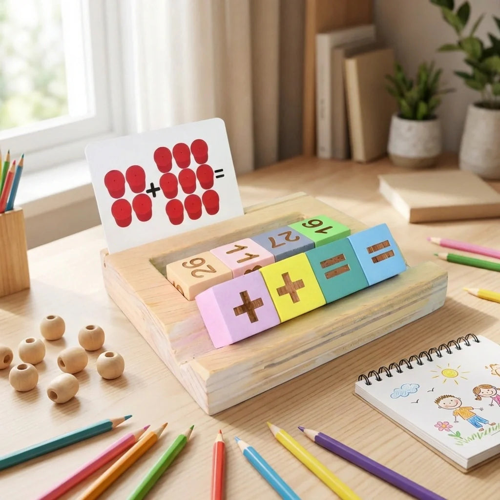 Wooden Math Flash Card Game