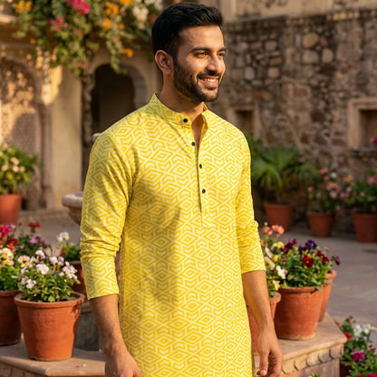 Yellow Printed Cotton Shirt