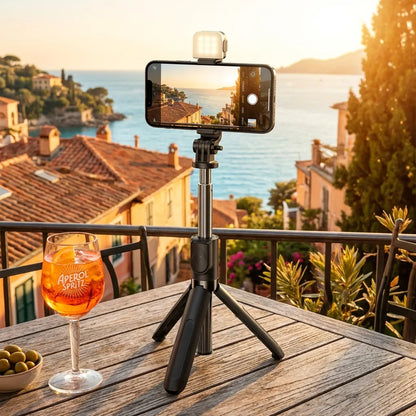 Extendable Flash 3-in-1 Selfie Stick Tripod with Bluetooth Remote