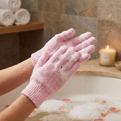 Soft textured bath gloves