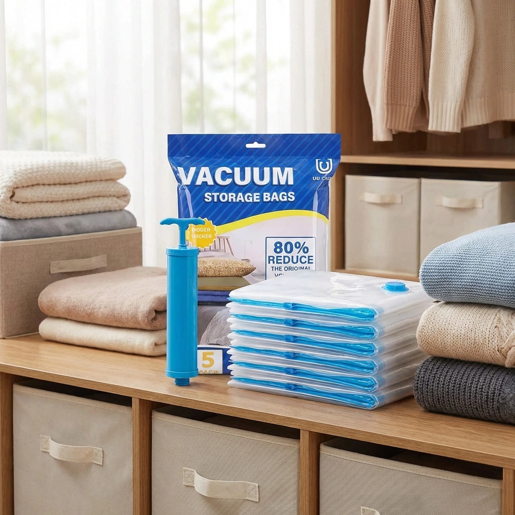 Reusable Vacuum Storage Space Saver Bags (Pack of 5)