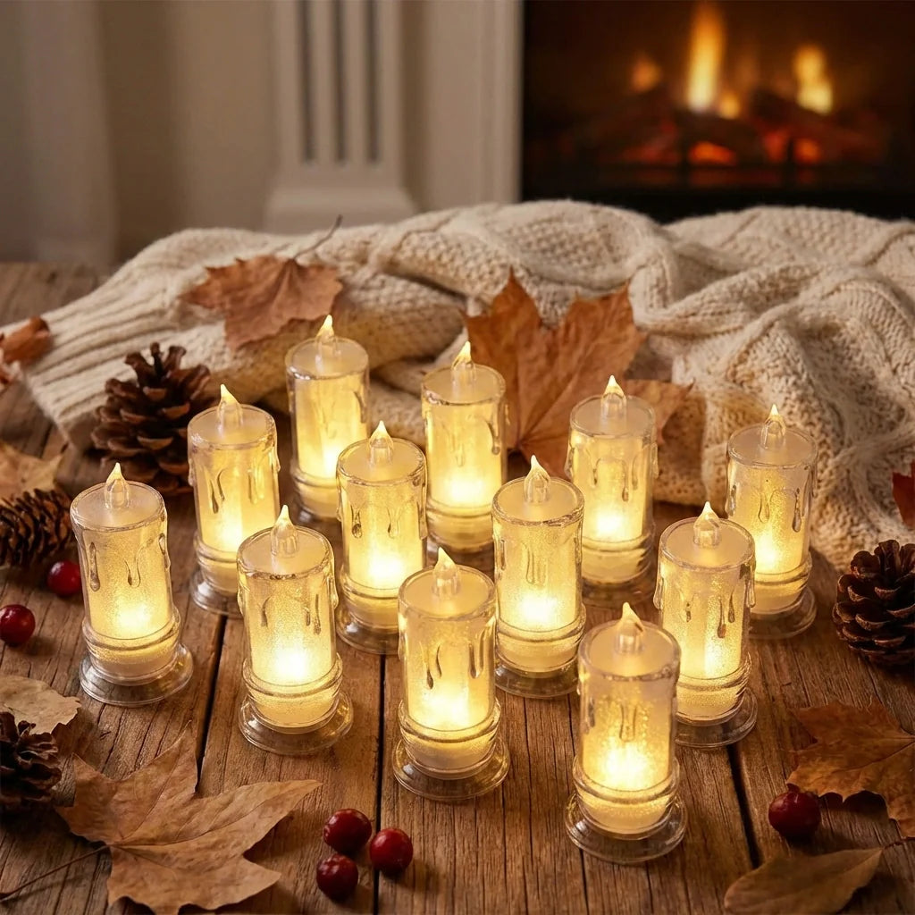 Flameless LED Candles – 12 Pcs