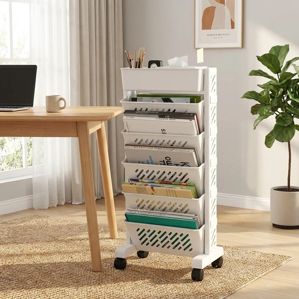 Rotating Mobile Bookshelf Organizer