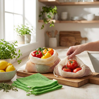Fruit Bags For Vegetables And Fruits Reusable (Pack of 6)