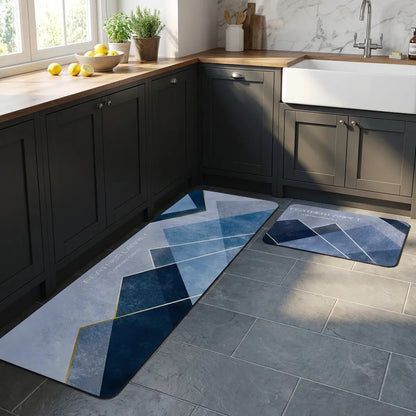 Rubber Floor Mat with Runner Geometric Pattern