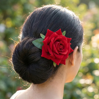 Red Rose Hair Clips