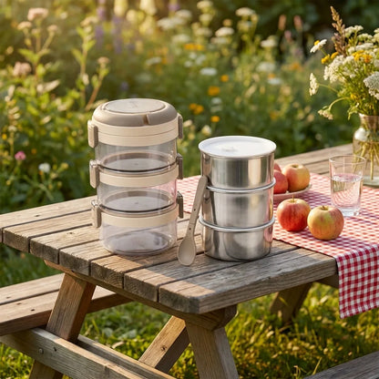 Ganesh Steko-3 Triple Layer Stainless Steel Insulated Lunch Box Set