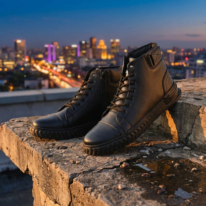 Men's Black Korean Style Sneakers Boot