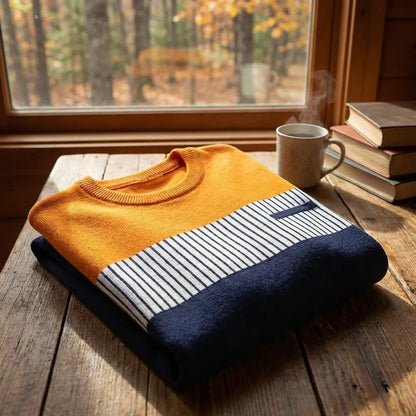 TRYTHIS Cotton Stripes Full Sleeves Round Neck Mens T-Shirt