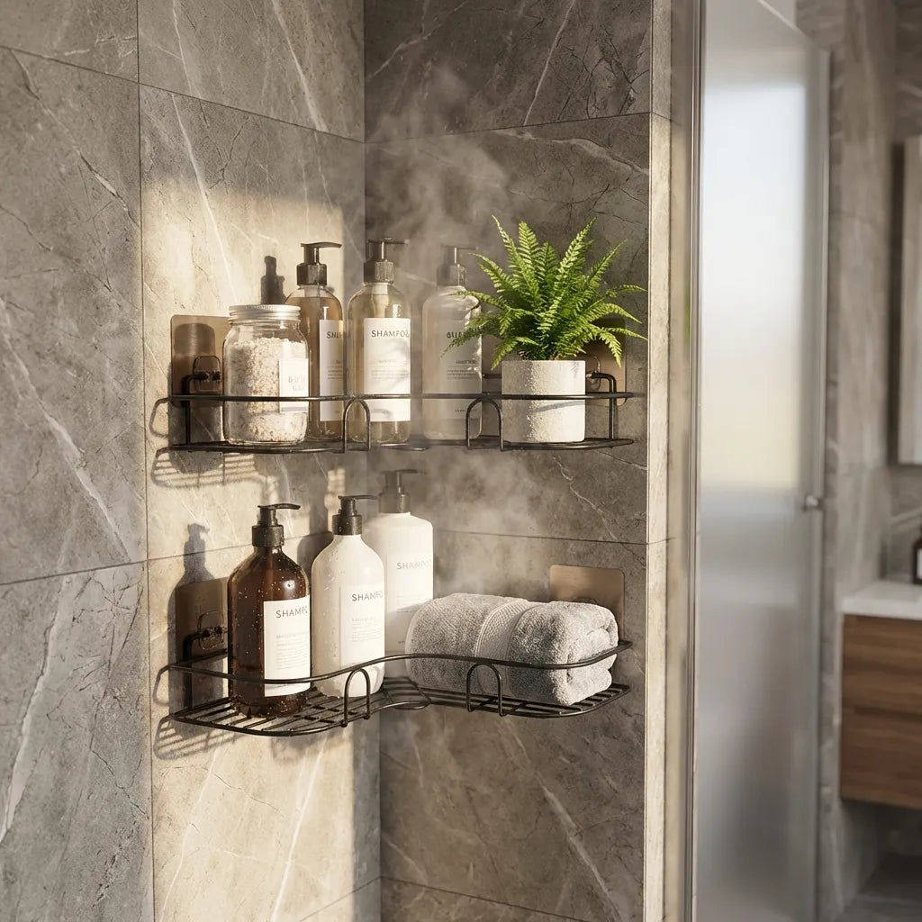 Metal Bathroom Corner Rack Storage Shelves