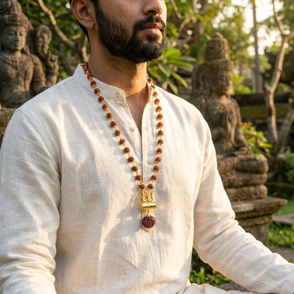 Rudraksha Chain with Trishul Pendant