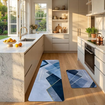 Rubber Floor Mat with Runner Geometric Pattern
