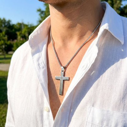Stainless Steel Cross Pendant with Chain – 5.5cm