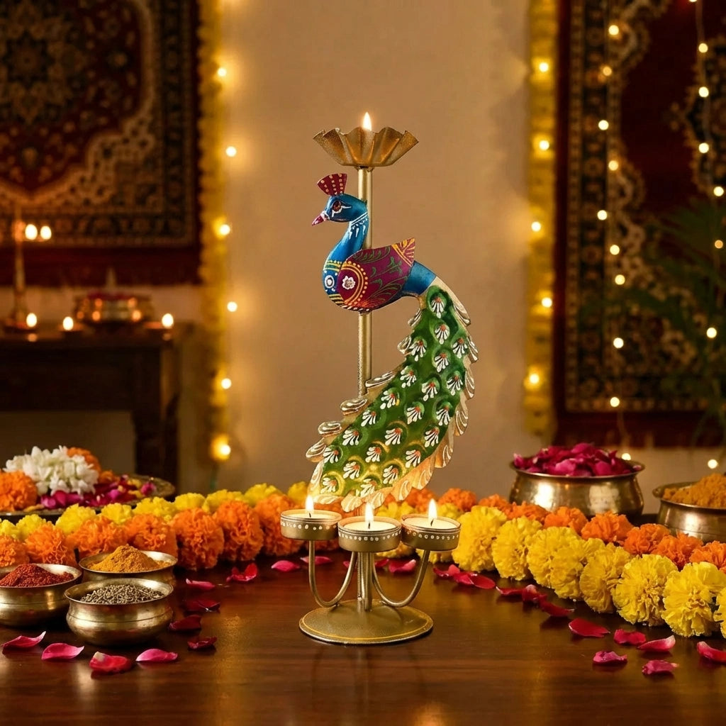 Crafted Peacock Tealight Holder