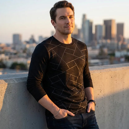 Printed Black Cotton Tee