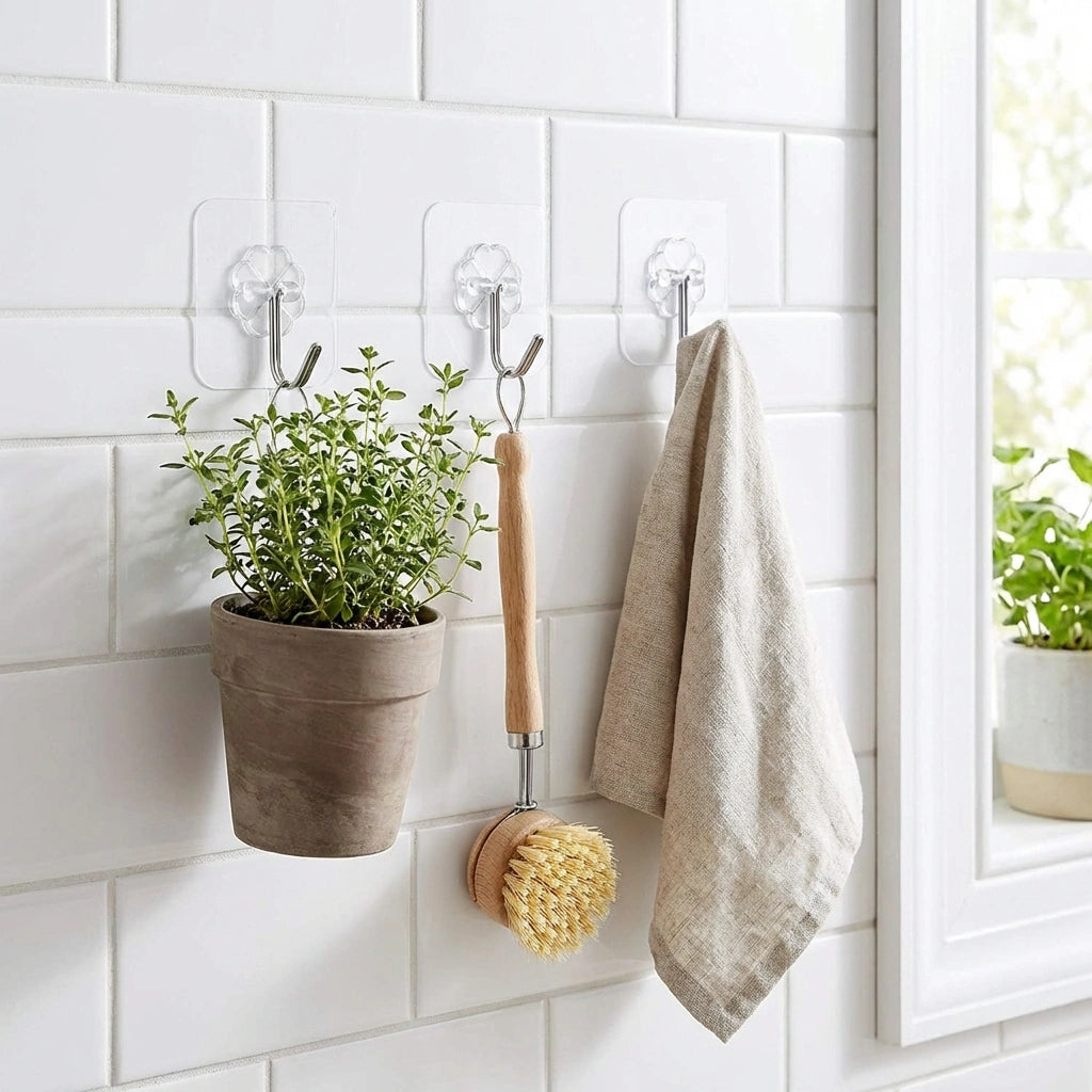 Self Adhesive Waterproof Transparent Hooks for Wall (Pack of 15)