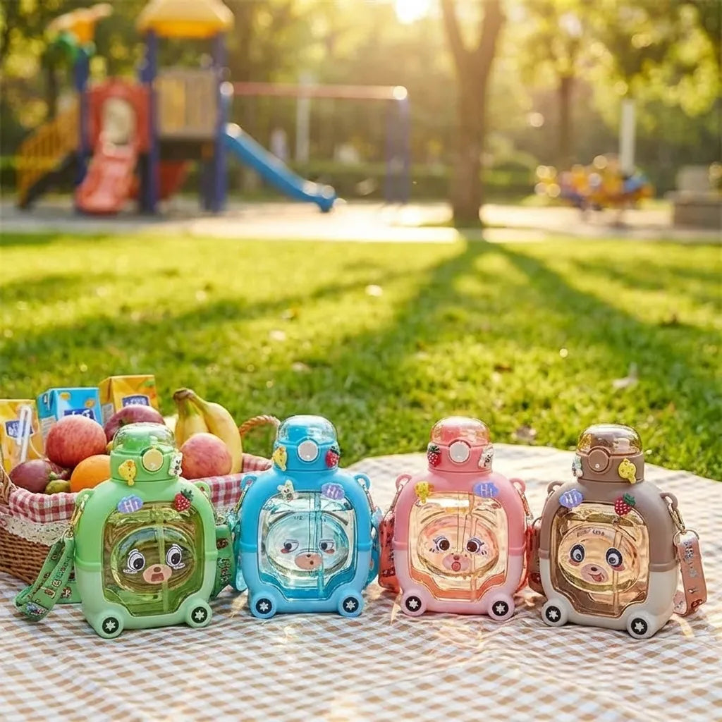 Cute Sipper Water Bottle with Straw and Strap