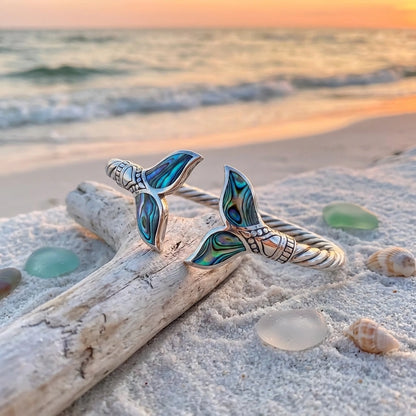 Abalone Shell Mermaid Tail Bangle Bracelet