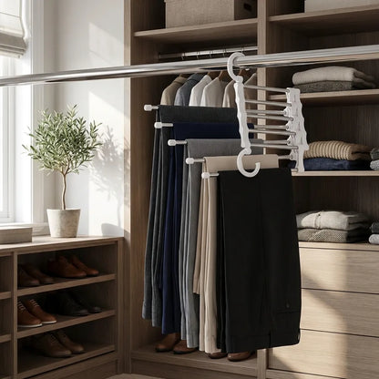 Hanger-5 In 1 Stainless Steel Multifunction Retractable Rack Trouser Hanger(Pack of 2)