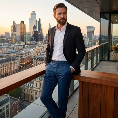 Modern Blue Formal Trousers