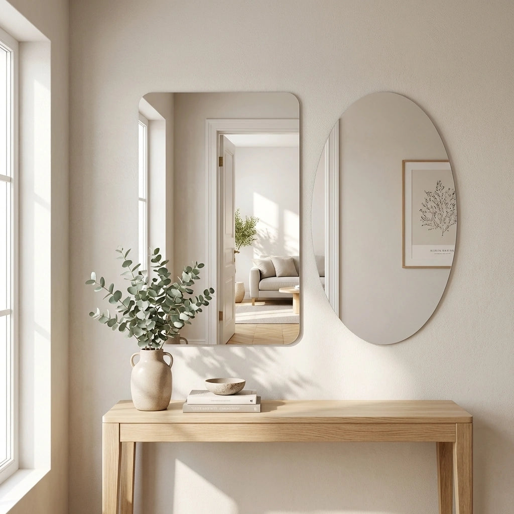 Combo of Oval Shape & Square Shape Mirror (Pack of 2)