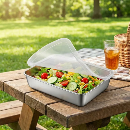 Non Stick Baking Pan Food Storage Box with Cover Pack of 2