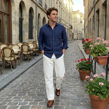 Men's Loose Fit Mid Rise White Jeans