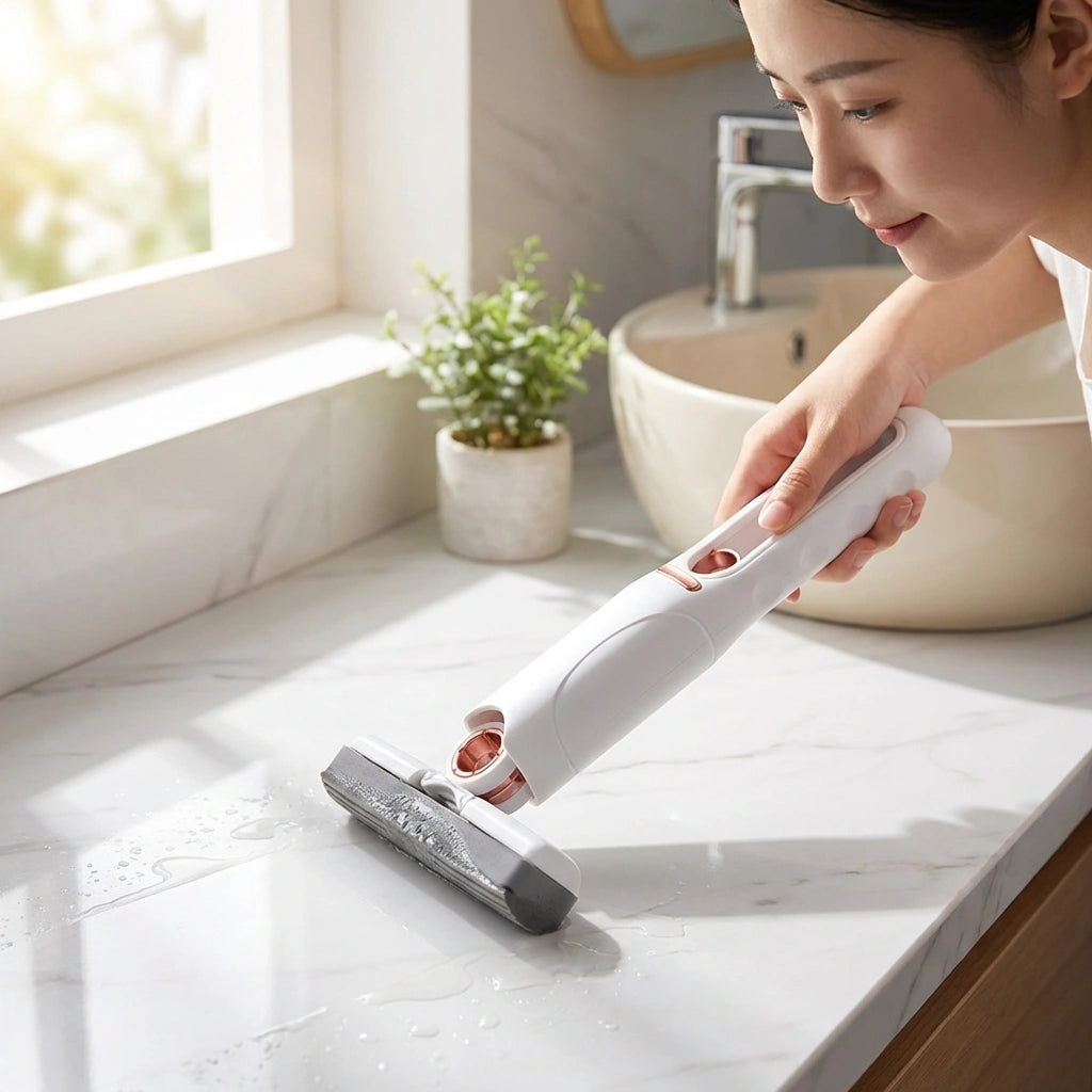 Compact mini mop with 2 sponge