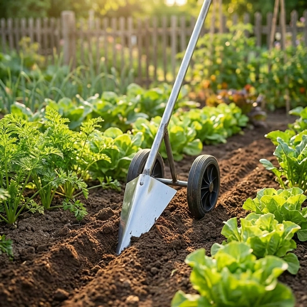 Garden Tool Supporter with Double Wheels