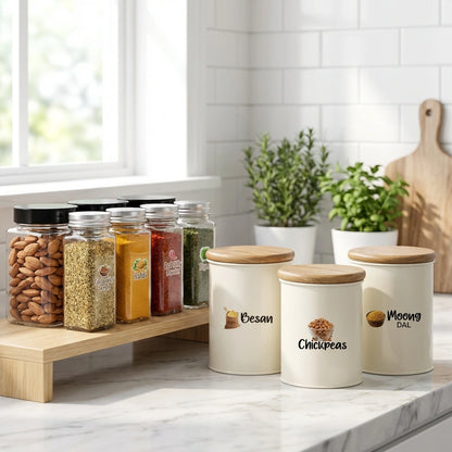3D Waterproof Kitchen Spice Jar Label Stickers (Pack of 1 - 60 Stickers)