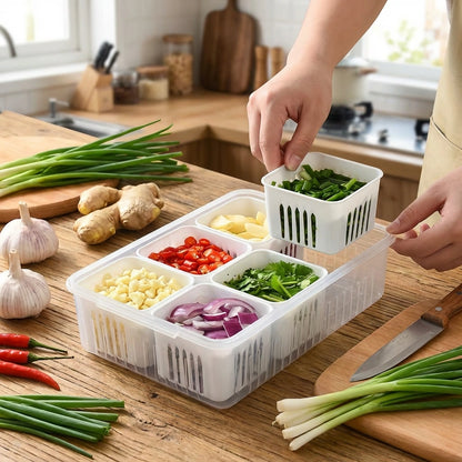 6 Grid Fridge Storage Boxes Containers