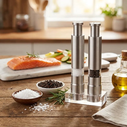 Stainless Steel Thumb Presser Salt And Pepper Grinder