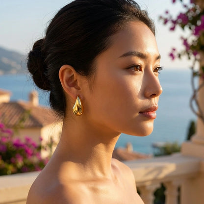 Gold Teardrop Statement Earrings