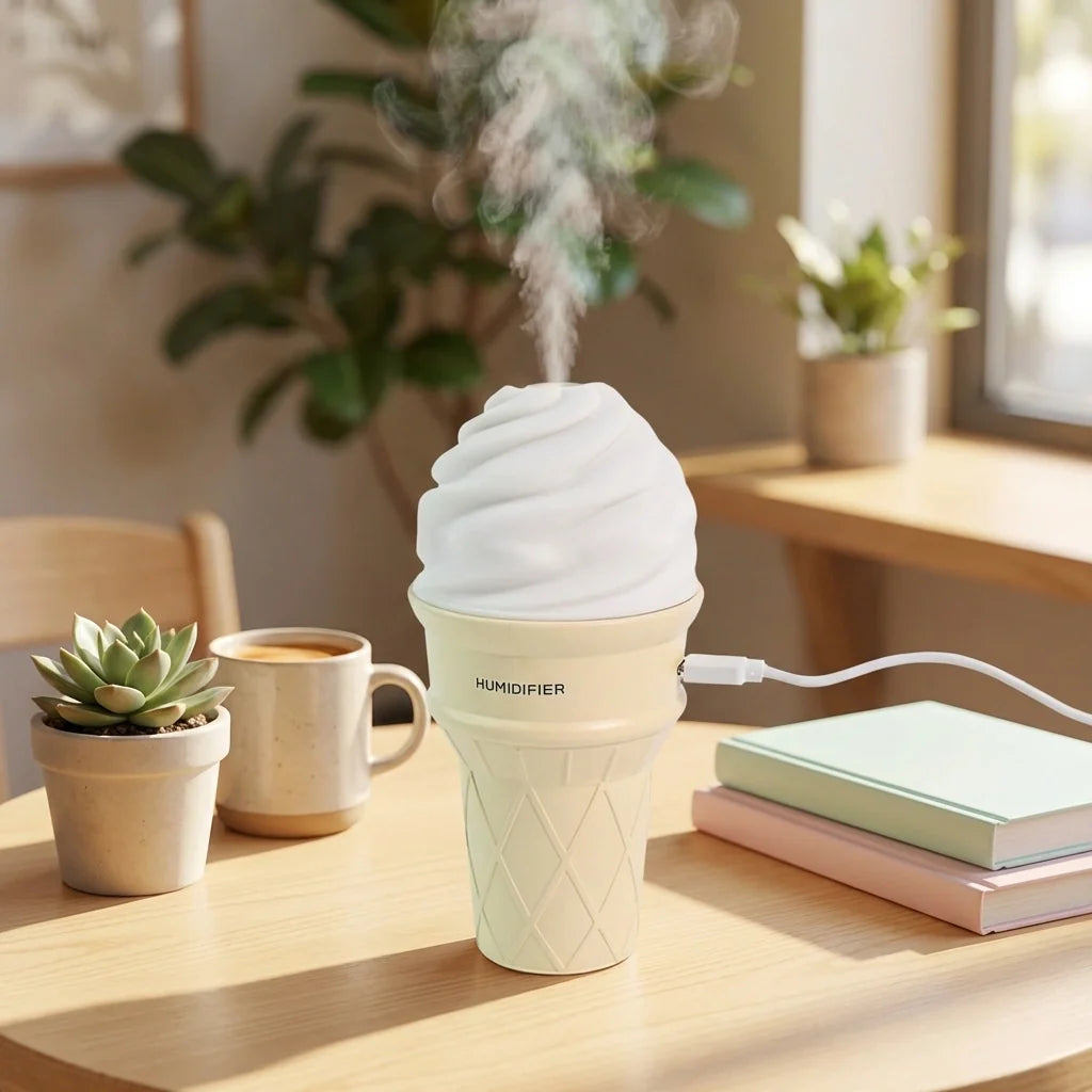 Ice Cream Cone Shape Air Freshener Humidifier (1pc  Cream Color)