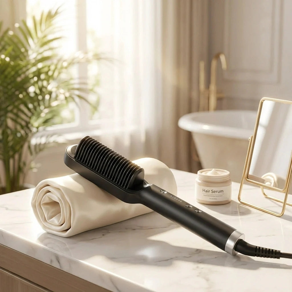 Hair Straightener Used While Massaging Head