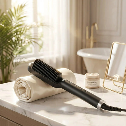 Hair Straightener Used While Massaging Head