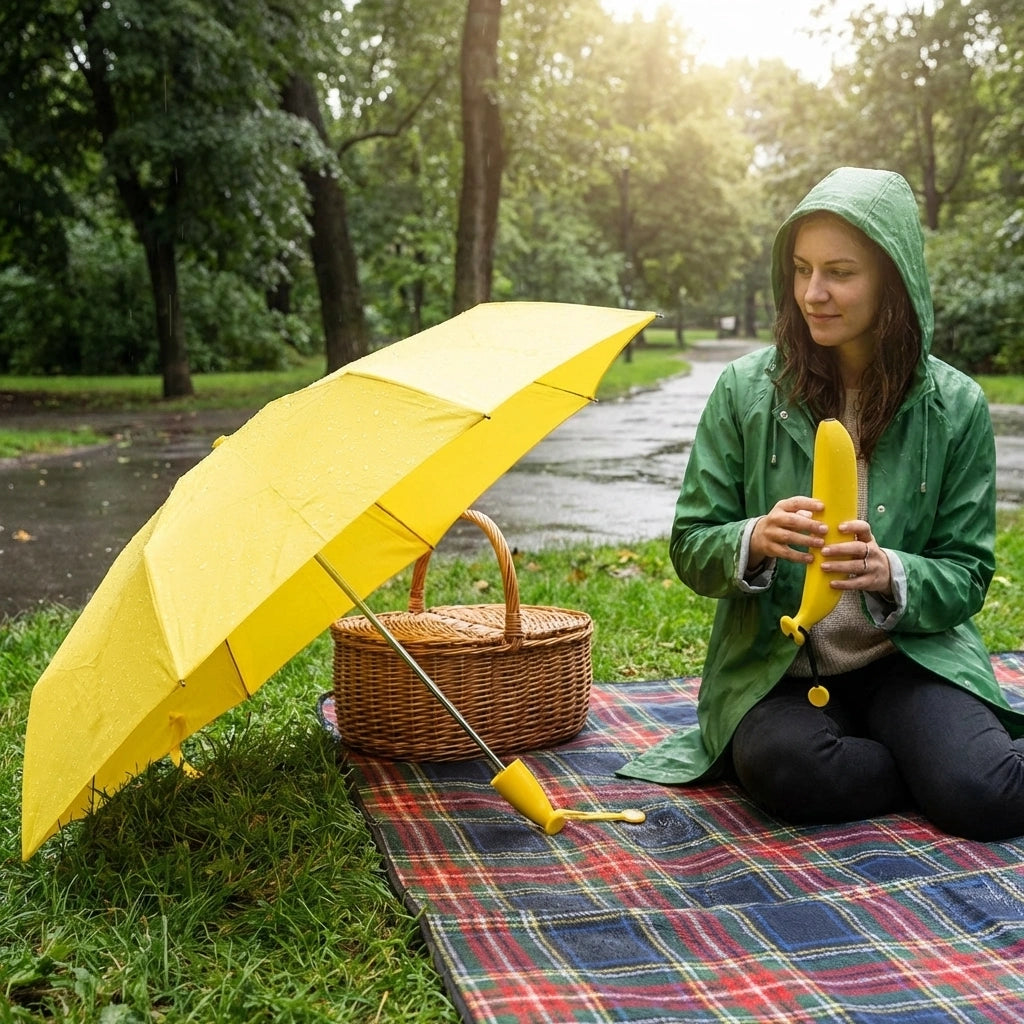 Portable Banana Shaped Rain And UV Protector Umbrella