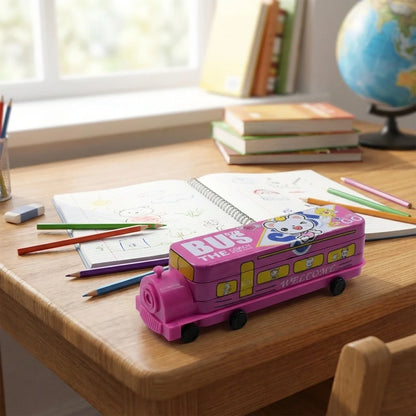 Metal Bus Compass Pencil Box