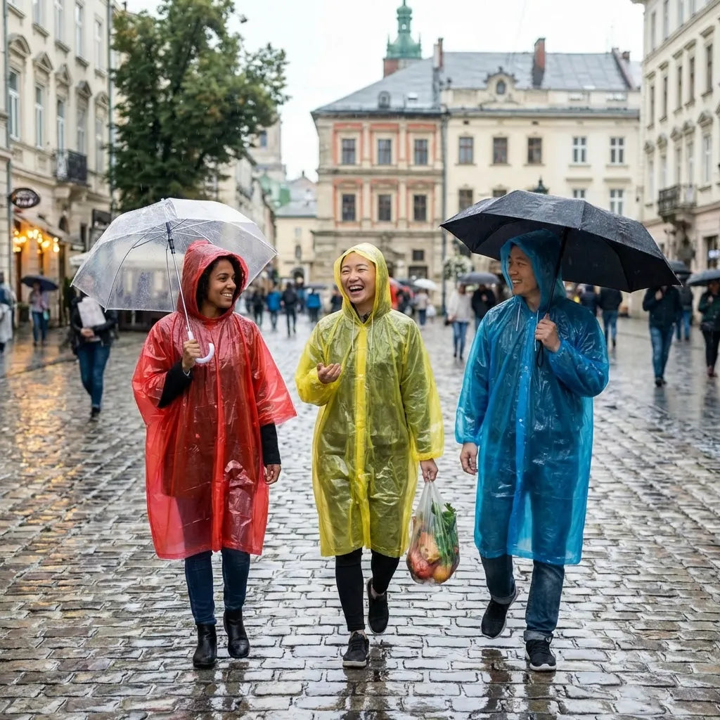 FULLY Reusable Wallet Rain Card Rain Coat for Adults (Set of 5) Multicolour