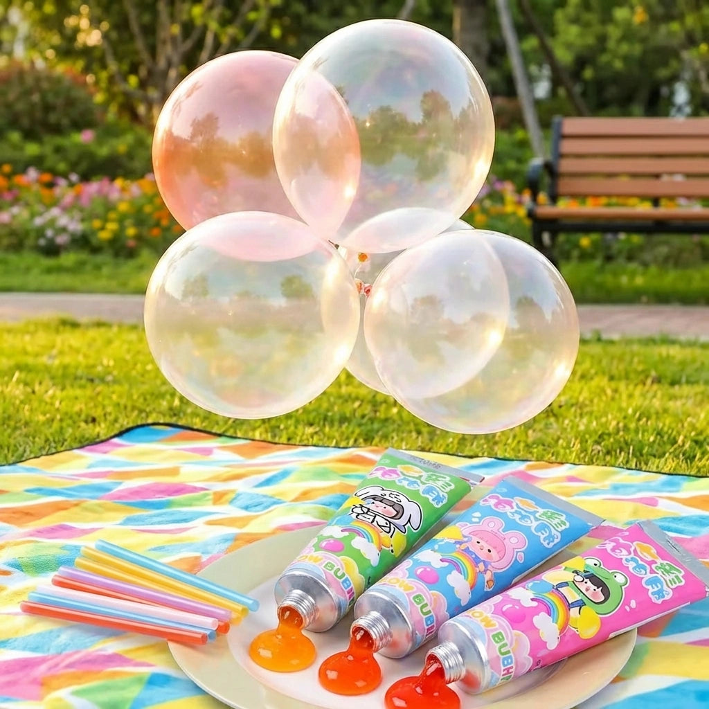 Blow Bubble Balloons Toys (Pack of 3 Tube)