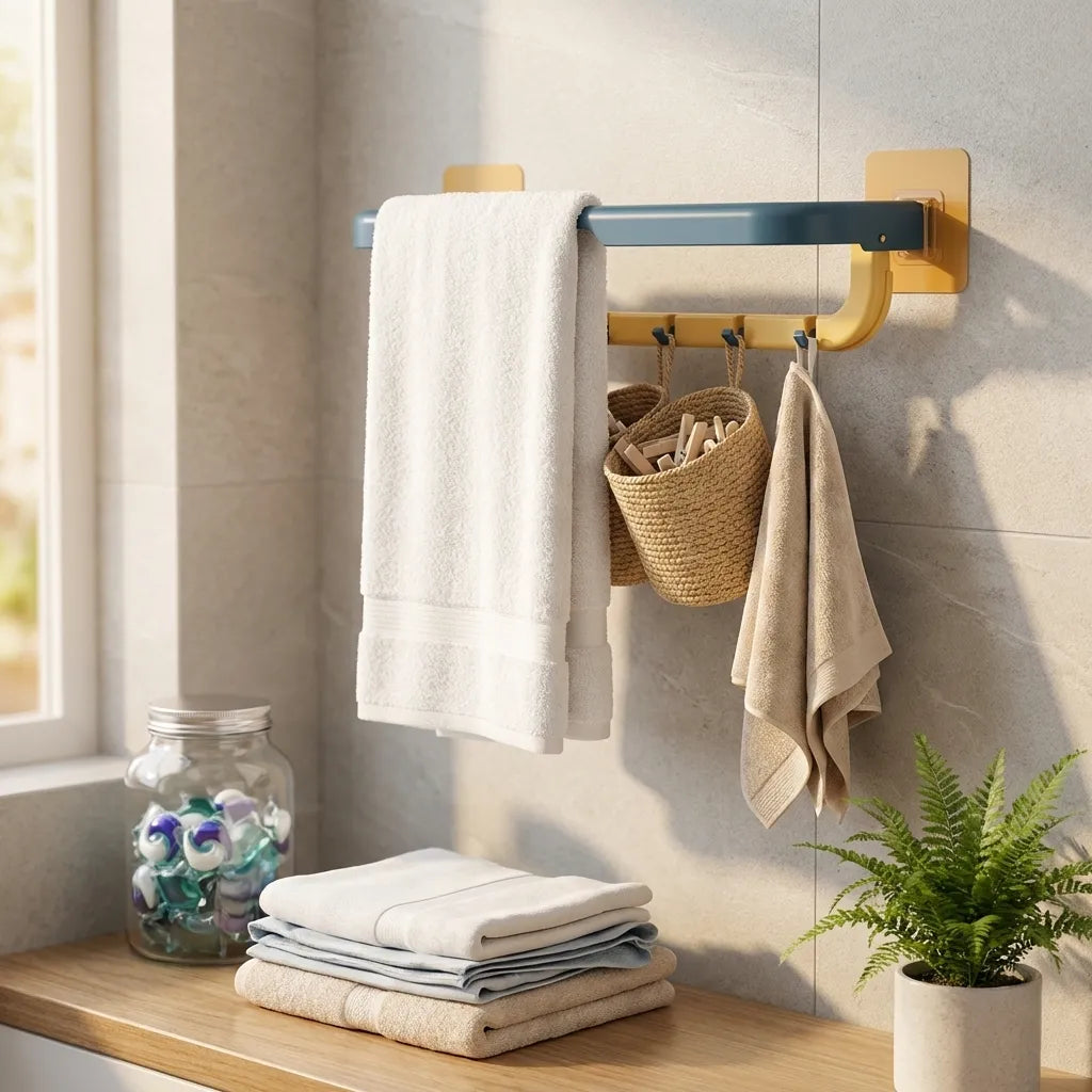 Space-Saving Foldable Towel Rack