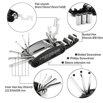 16 in 1 Bike Repair Multi Tool (Carbon Steel)