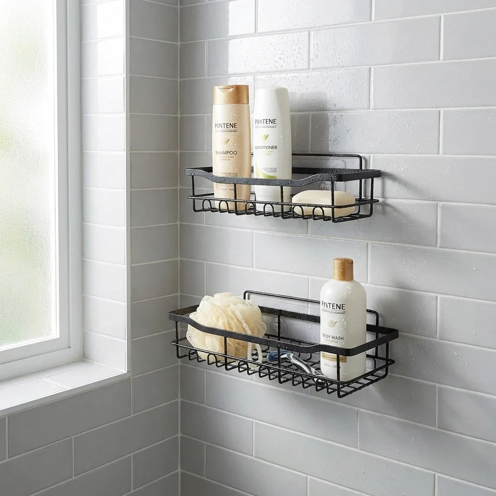 No-Drill Shower Shelf Combo