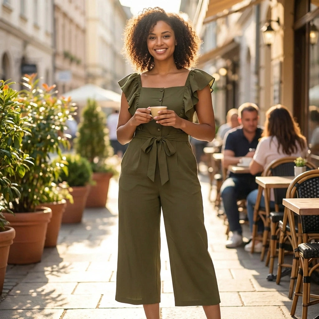 Chic Cape-Sleeve Jumpsuit