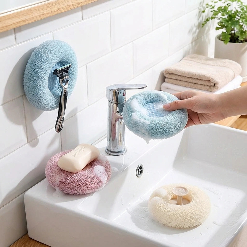 Bath Towel Scrub Bath Massage Shower Ball With Sucker Scrub